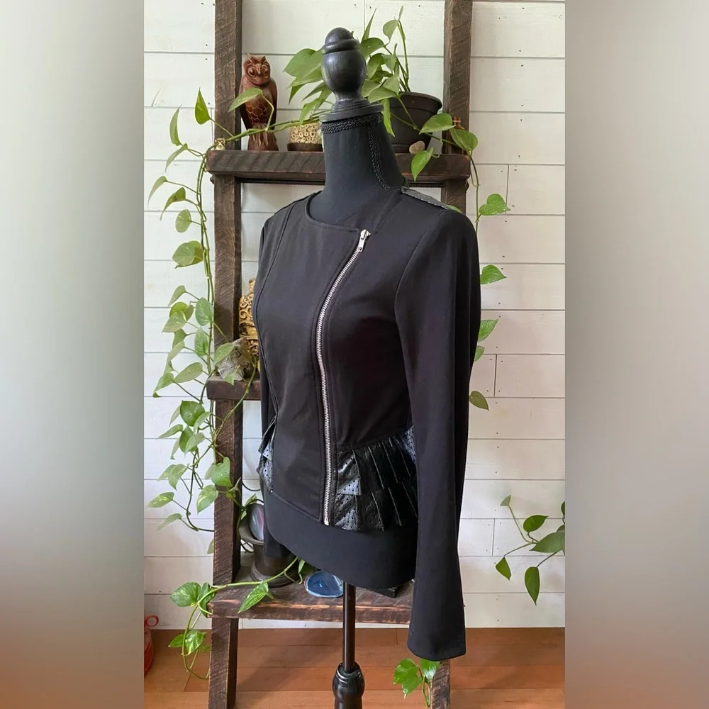 Olsenboye: Black Women's Baddie Jacket with Pleated Detail